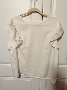 SHEIN Cream Ruffle Sleeve Blouse